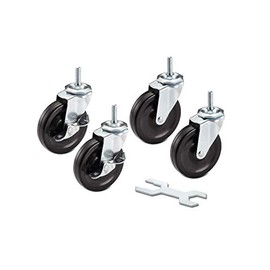 TRINITY ZSV-99-018-4010 Caster Wheels Kit for Wire Shelving, 4 x 1", Black