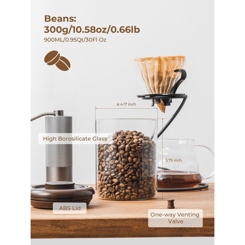 Tourdeus Glass Coffee Bean Jar – Pop Top Air Tight