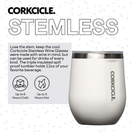 Corkcicle Stemless Insulated Wine Glass Tumbler, Oat Milk, 12 oz – Stainless Steel Stemless Wine Glass Keeps Beverages Cold for 6 Hours, Hot for 3 Hrs