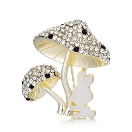 Soumimi Mushroom Rabbit Brooch Pin Rhinestone Mushroom Brooches Cute Pins Birthday Gift for Women
