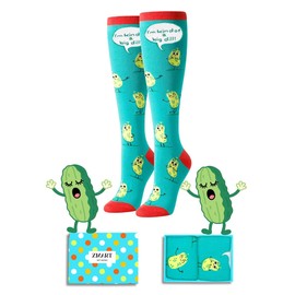 Zmart Funny Pickle Socks for Women - Big Dill Pickle Gifts, Pun Knee High Socks, Xmas Stocking Stuffers
