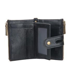 Ruiqas Mens Wallet with Anti-Lost Chain PU Leather Double Zipper Bifold Wallet Purse with Coin Pocket