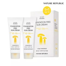 Nature Republic [네이처리퍼블릭] 1+1 유브이컷 바오밥 파데프리 선크림 SPF50+ [Nature Republic] 1+1 UV Cut Baobab Pade Free Sun Cream SPF50+ [Single option NB0062]