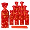 JarThenaAMCS 100Pcs Christmas Thank You Wine Bottle Gift Bag with
