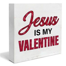 Valentines Decor Valentines Day Decor Jesus Is My Valentine Wooden Sign Valentines Day Decorations Home Shelf Decor 5 x 5 Inches