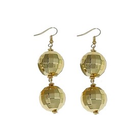 Disco Ball Earrings Western Cowboy Hat Disco Ball Dangle Earrings for Women 60s 70s Pink Disco Cowgirl Earrings Mirror Ball Earrings Costume Accessory Jewelry(Gold)
