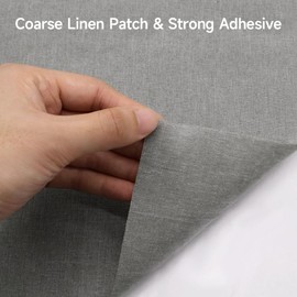 Linen Fabric Patches Self Adhesive, Linen Fabric Repair Tape Soft Breathable, Fabric Patch for Furniture Office Chair Sofa Car Seats (Light Gray, 16"x60")
