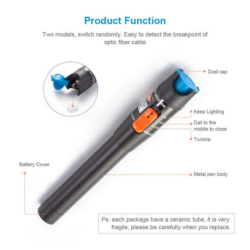 Visual Fault Locator (VFL), Fiber Optic Cable Tester Meter with