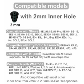 Small Size 6 Pairs Triple Flange Compatible with Shure SE215 Pro Ear Tips, Noise Reduce with 2mm Connector Hole Eartips Earbuds Compatible with Etymotic Research/Klipsch/Westone - S Black