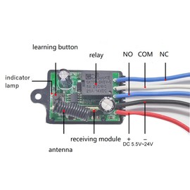 QIACHIP Mini Wireless Remote Control Switch DC 6V 12V 24V 1 Channel RF Relay Latched Switch for LED Light Car Battery Anti-Leakage Retrofit,Access Control