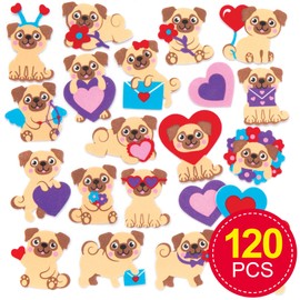 Baker Ross AR973 Heart Pugs Foam Stickers (Pack of 120) Embellishments for Kids Arts and Crafts, Star, Assorted
