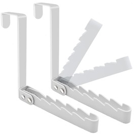 Peasulin 2 Pack Over The Door Hooks Hanger, Sturdy Foldable Over Door Drying Rack for Clothes, Coats, and Towels, Bedroom Bathroom, White