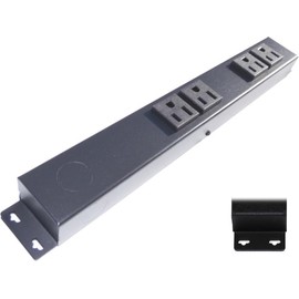 12” Hardwired Power Strip (NO Power Cord), 4 Horizontal Outlets (NOT Tamper Resistant), with Ears (with mounting tabs on Both Ends), 15A (NOT a 20 Amp Unit), Black