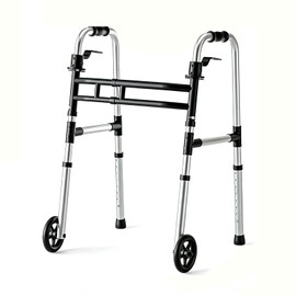 Onpickly Foldable Walker for Seniors with 5" Wheels, Lightweight, Silver