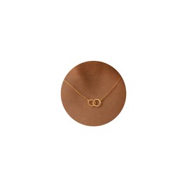 HANLI Gold Pendant Double Rings Necklace for Women Trendy - 14K Gold Plated Dainty Womens Charm Necklaces Simple Jewelry Necklaces