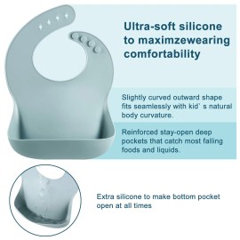 PandaEar Set of 3 Silicone Baby Bibs Waterproof, Soft, Unisex, 10-72 Months