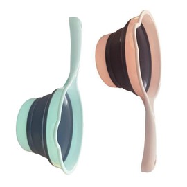 DOITOOL 2pcs Folding Water Ladle Collapsible Spoon Scoop Cup Bath Ladle Bathroom Hair Washing Water Scoop Bathing Kitchen Ladle for Kitchen Bathroom Outdoor Dippers