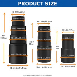3Pcs Universal Vacuum Hose Adapter Wet Dry Vacuum Adapter for Shop Vacuum - Converts 1-3/8" to 1-1/4", 1-1/2" to 1-3/8" to 1-1/4", 1" to 1-1/8" to 1-3/8" to 1-5/8"