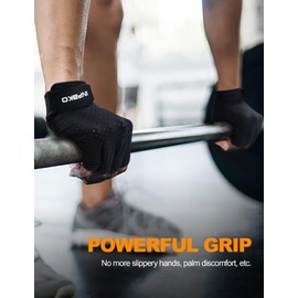 INPAKO Powerful Grip Workout Gloves for Men Women, Breathable Mesh Lightweight Palm Protection Weightlifting Gloves Black 2XL