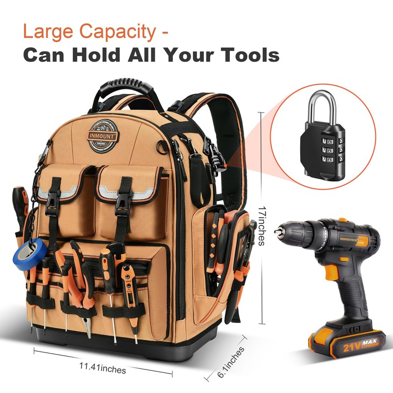 Tool Backpack Heavy Duty, Tool Bag organizer with 89 Pockets