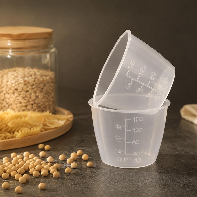 2pcs Plastic Rice Measuring Cup, 160 ml Transparent Clear Measuring