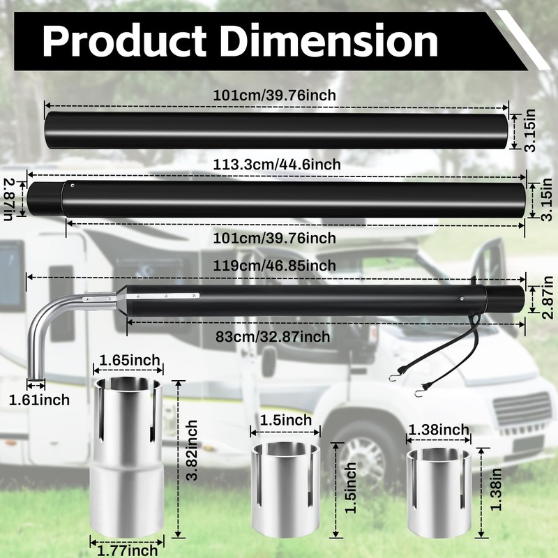 BSTGEKELY 44461 RV Generator Exhaust Extension Kit, RV Generator Exhaust