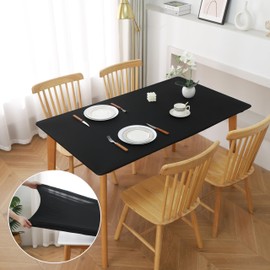 FANTELOO Black Spandex Stretch Fitted Table Top Cover for Dining Table Elastic Table Cap Cover Dinner Table Cloth for Dining Party Wedding Picnic 24x48 in