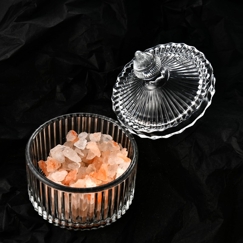 Crystal Glass Salt Cellar with Lid – 7oz Clear Salt