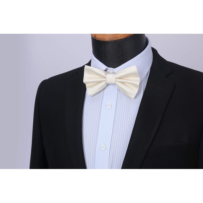 HISDERN Men's Solid Colour Pre-tied Bow Tie Adjustable Tuxedo Bowtie