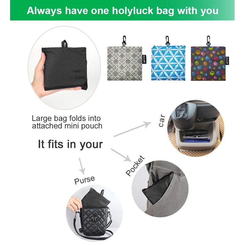 HOLYLUCK Reusable Grocery Bags,Heavy Duty Foldable Shopping Tote Bag (Extra