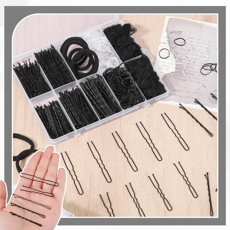 570Pcs Black Bobby Pins for Women, 2 & 2.4In Hair