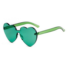 ADE WU Cute Heart Sunglasses for Women Men Trendy Fun Colorful Rave Party Sun Glasses (Green)