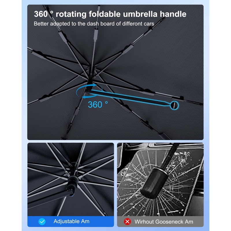 Cimesen Car Windshield Sun Shade - Foldable Retractable Sedan SUV