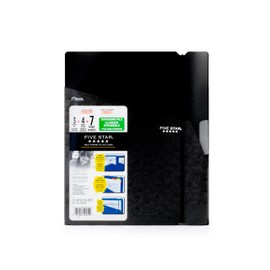 Five Star Expanding File + Folder, 7 Pockets, 10.25" x 12.25", Storage Pockets, Tabbed Dividers, Bungee Closure, Black (350168)