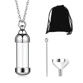 YKEBVPW Vial Necklace for Ashes Small Glass Cremation Urn Container That Holds Fur Hair Pet Ash Charm Vials Capsule Jar Containers Memorial Necklaces Jewelry for Loved Ones
