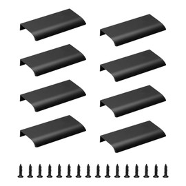 MOROBOR 8 Pack Modern Style Finger Edge Pull Furniture Drawer Handles Hidden Cabinet Kitchen Drawer Handles Knobs, 120mm/Black