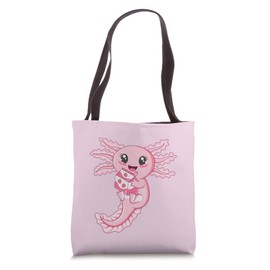 Cute Kawaii Axolotl Japanese Strawberry Milk Pastel Pink Tote Bag