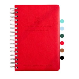 TUNJEJINY A5 Spiral Journal Notebook, 240 Pages Thick Paper with 100 GSM 3 in 1Blanks/Dotted/Grid Leather Hardcover for Women & Men Notepad,Writing for Office School Travel (Red)