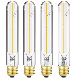 HOMOSUM Tubular Light Bulb 7.3 Inch, Dimmable T10 LED Bulb E26 4W 40 Watts Edison Bulbs 5000k Daylight,AC120V,400LM, Long LED for Wall Sconces, Pendant, Livingroom, 4-Pack(4W-5000K)