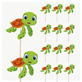 AK Giftshop Turtle Tortoise Birthday Party Food Cupcakes Picks Decorations Toppers (pack of 14)