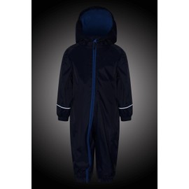 Mountain Warehouse Kids Junior Spright Printed Toddler Waterproof Rain Suit, Fleeced Lined Quick Dry, One Piece Taped Seams Rain Suit Over Coat Navy 6-9 Months