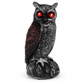Solar Owl Bird Deterrent with Motion-Activated Sound & Flashing Eyes for Yards, Gardens, Farms & Orchards – Helps Protect Outdoor Areas