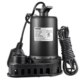 WASSERMANN 1/2HP Sump Pump,3300GPH Thermoplastic Utility Pump Electric Portable Transfer Clean/Dirty Submersible Pump with Float Switch for Pool Tub Garden Pond Draining with 10 FT Cord