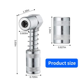 Luminuti 1 Pcs Silvery 90 Degree Grease Coupler Adapter Kit with Sleeves, Grease Gun Coupler Snaps Suitable for Most Cars, Trucks, Suvs