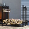 Fire Beauty Fireplace Log Rack with Kindling Holder and Firewood