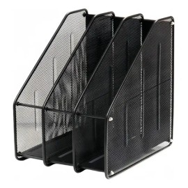 Organizador De Archivos Metálico En Color Negro Para Casa, Oficina, Escuela 3 Compartimentos                                                          