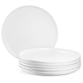 Jassceram 10.5 Inch White Dinner Plates Set of 6, Ceramic Round Plates for Kitchen or Restaurant, Salad Plates Modern Dish Set - Microwave, Oven and Dishwasher Safe, Scratch Resistant and Lead-free