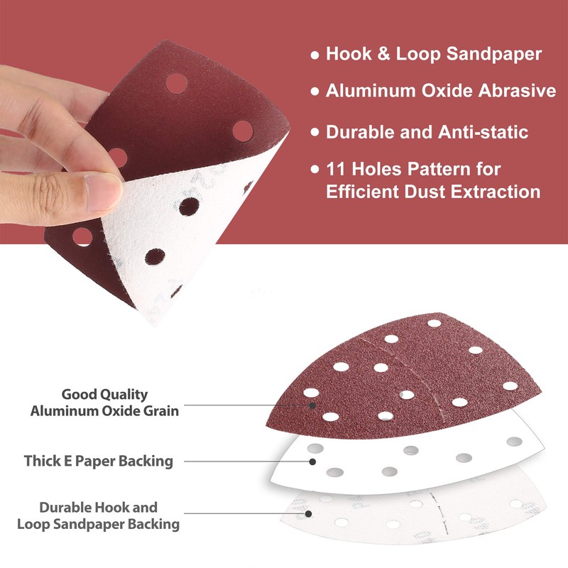LotFancy Sandpaper Set for Triangular Sanders, Velcro Delta Sandpaper, 105