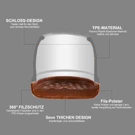 Viosmut Chair Leg Caps, Round Pack of 16, Protective Caps for Chair Legs with Felt, Chair Leg Protectors, Floor Protectors for Chairs, Chair Caps Chair Glides for Hardwood Floors, Diameter 14-19 mm