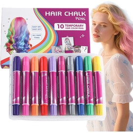 Tiza Capilar Para Niñas Lavable - Plumones De Coloración Capilar De 10 Colores - Marcadores Temporales, Kit De Maquillaje, Para Cumpleaños Navidad Cosplay